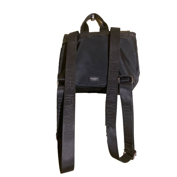 Botkier New York Mini Trigger Backpack Nylon Faux Leather Black Logo Straps - Picture 2 of 5